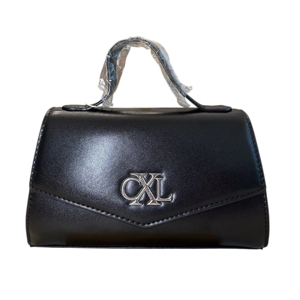CXL‎ by Christian Lacroix Crossbody Bag Womens Black Line Matte Patent MSRP $88